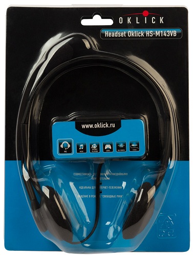 

Гарнитура проводная Oklick HS-M143VB 50 - 16000 Гц, mini jack 3.5 mm, HS-M143VB