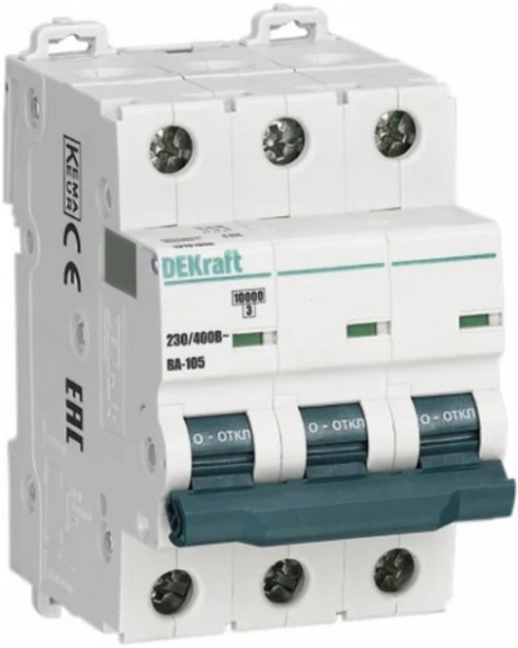 Изображение товара Автоматический выключатель DEKraft 13131DEK 3P B кривая 25A 10кА