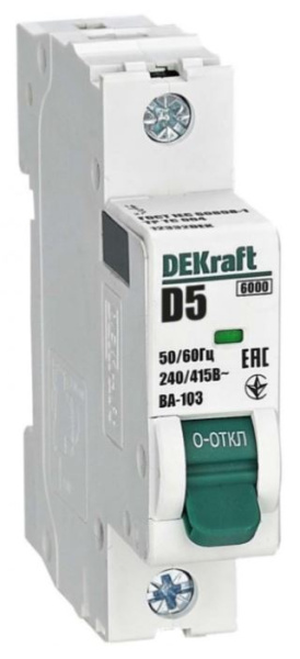 Изображение товара Автоматический выключатель DEKraft 12332DEK 1 полюс 5 А IP20