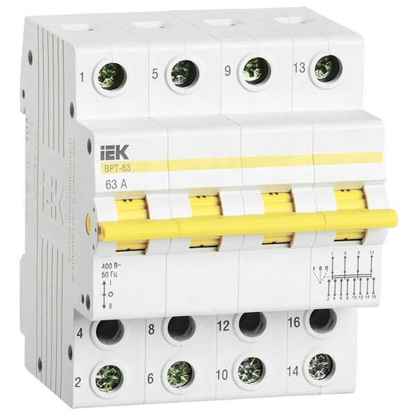 

Выключатель-разъединитель трехпозиционный IEK MPR10-4-063 ВРТ-63 4P 63А, MPR10-4-063