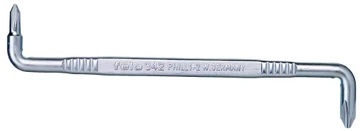 

Отвертка Felo 34234000 двусторонняя изогнутая Z-образная PH3-PH4 200мм, 34234000