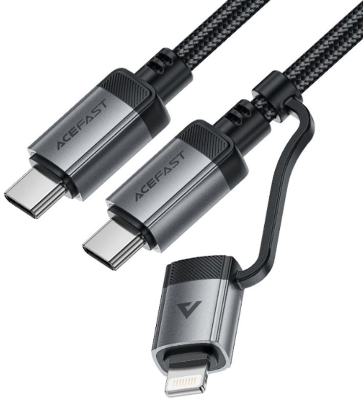 

Кабель ACEFAST C20-01 для зарядки и передачи данных с цифровым дисплеем USB-C To USB-C / Lightning Aluminum Alloy Connectors Charging Data Cable. Цвет, C20-01