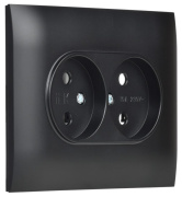 фото Розетка двухместная без заземления в сборе  IEK SK-R20-10-K02-F