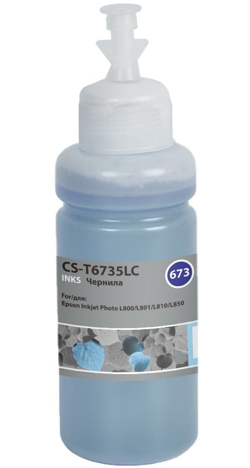 

Чернила Cactus CS-T6735LC 673 светло-голубой 70мл для Epson Inkjet Photo L800/L801/L810/L850, CS-T6735LC
