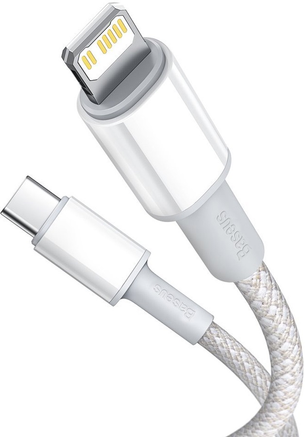 

Кабель интерфейсный Baseus CATLGD-02 Type-C - Lightning PD 20W 1m, совместим с PD 18W, корпус из ABS-пластика + плетеный провод высокой плотности, whi, CATLGD-02