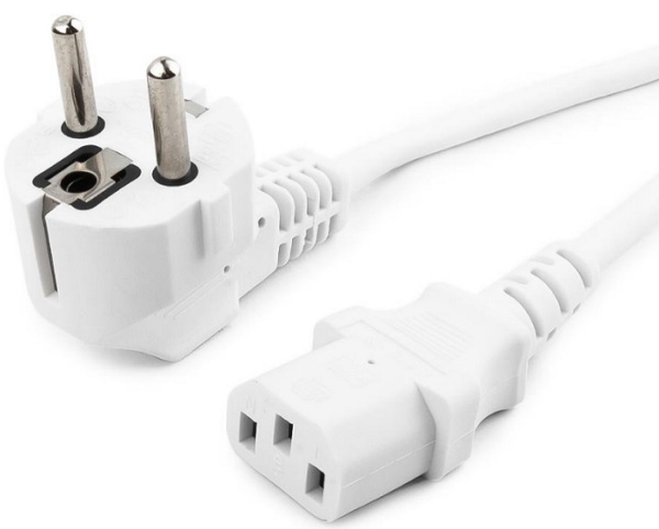 

Кабель питания Cablexpert PC-186W Schuko-C13, 3x0.5мм2, 6A, с заземлением, 1.8м, белый, пакет, PC-186W