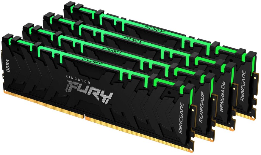 

Модуль памяти DDR4 32GB (4*8GB) Kingston FURY KF436C16RBAK4/32 Renegade RGB 3600MHz CL16 1RX8 1.35V 288-pin 8Gbit, KF436C16RBAK4/32