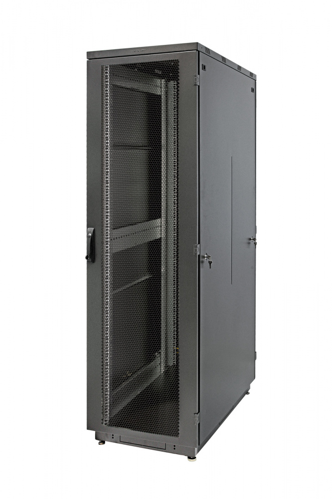 

Шкаф напольный 19", 42U Eurolan 60F-42-68-34BL Racknet S3000 600 × 800, передняя дверь перфорированная одностворчатая, задняя дверь перфорированная о, 60F-42-68-34BL