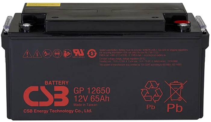 

Аккумулятор CSB GP12650 12В, 65Ач, GP12650
