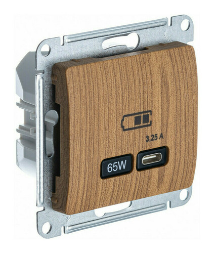 

Розетка USB Systeme Electric GSL000527 Glossa тип-C 65Вт высокоскор.заряд. QC, PD, механизм, Дерево Дуб, GSL000527