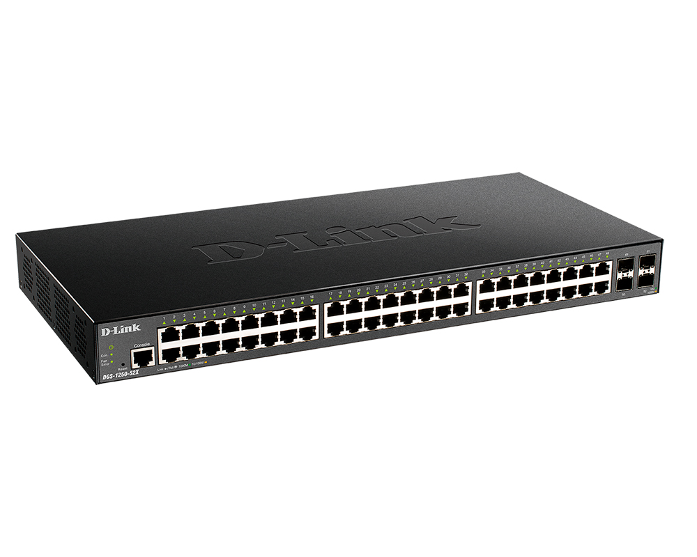 

Коммутатор управляемый D-link DGS-1250-52X/A1A 48x 10/100/1000Base-T, 4x 10GBase-X SFP+, L2 Smart, 19”, DGS-1250-52X/A1A