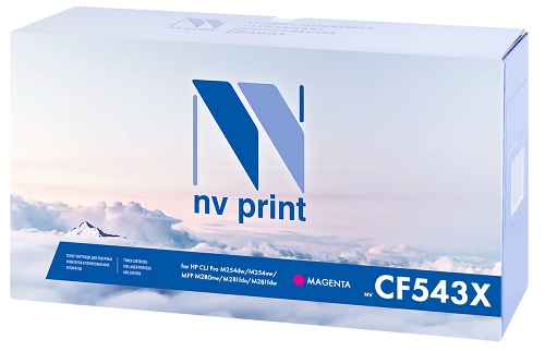 

Картридж NVP NV-CF543XM для HP Color LaserJet Pro M254dw/M254nw/MFP M280nw/M281fdn/M281fdw, 2500k, пурпурный, NV-CF543XM