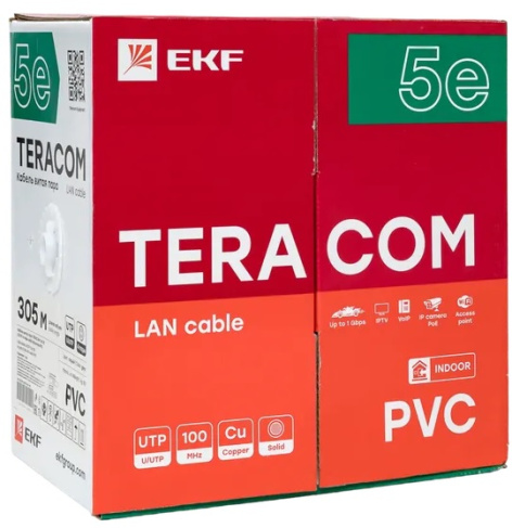 фото Кабель витая пара  EKF TRC-5EUTP-04PVC-GY-IN3 в Волгограде