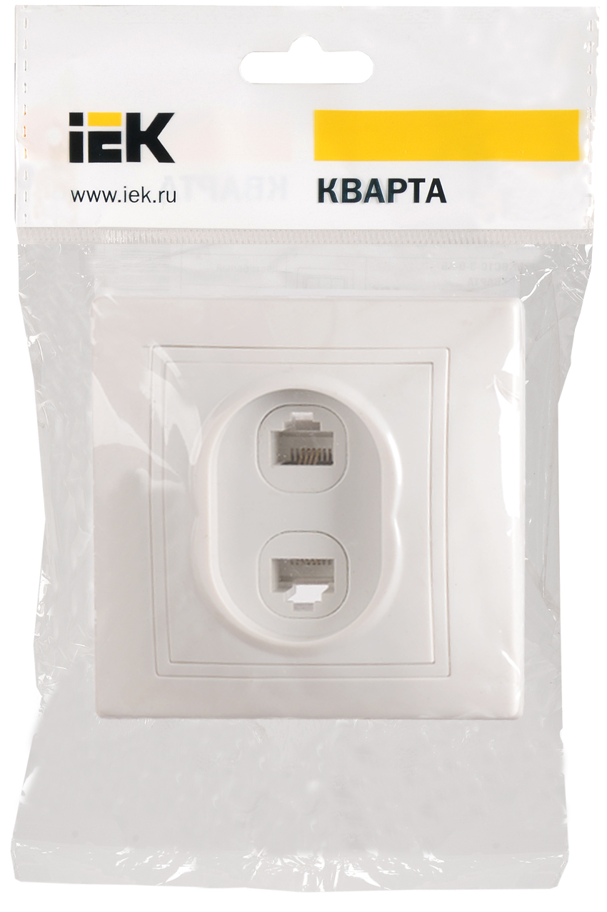 

Розетка IEK РK/T12-КБ 2местн. комп. и телеф. КВАРТА белый, РK/T12-КБ