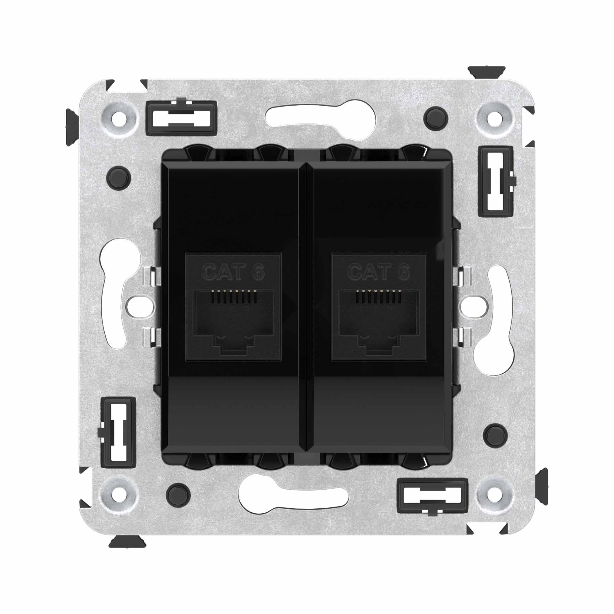 

Розетка компьютерная DKC 4402694 RJ-45 без шторки в стену, кат.6 двойная, "Черный квадрат", "Avanti", 4402694