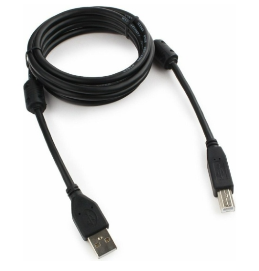 

Кабель интерфейсный USB 2.0 Cablexpert AM/BM 1.8 м, Pro, экран, 2 феррит.кольца, черный, AM/BM
