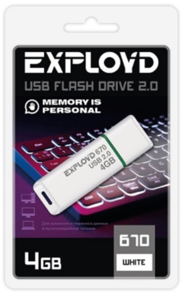 фото Накопитель USB 2.0 4GB Exployd EX-4GB-670-White в Казани