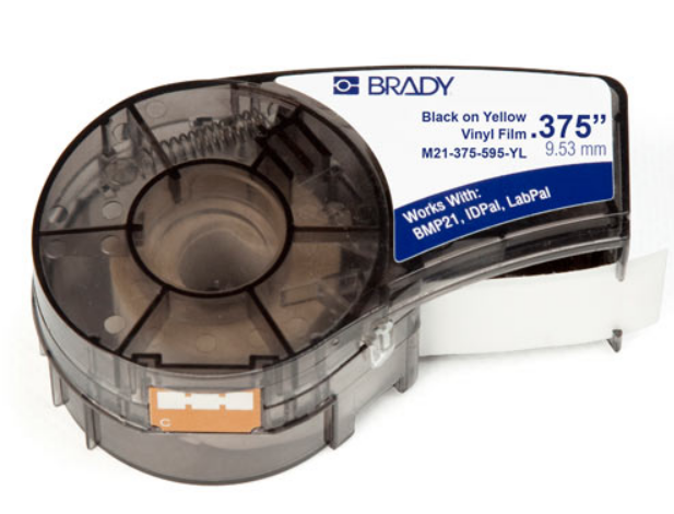 

Лента красящая Brady M21-375-595-YL brd142803 9.53mm/6.4m винил, черный на желтом, M21-375-595-YL