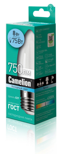 фото Лампа светодиодная Camelion LED8-C35/845/E27 в Перми