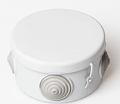 

Коробка распределительная TYCO 67025Б наружная (для открытого монтажа) D=80мм, Н=50мм, IP55 (белая), 67025Б