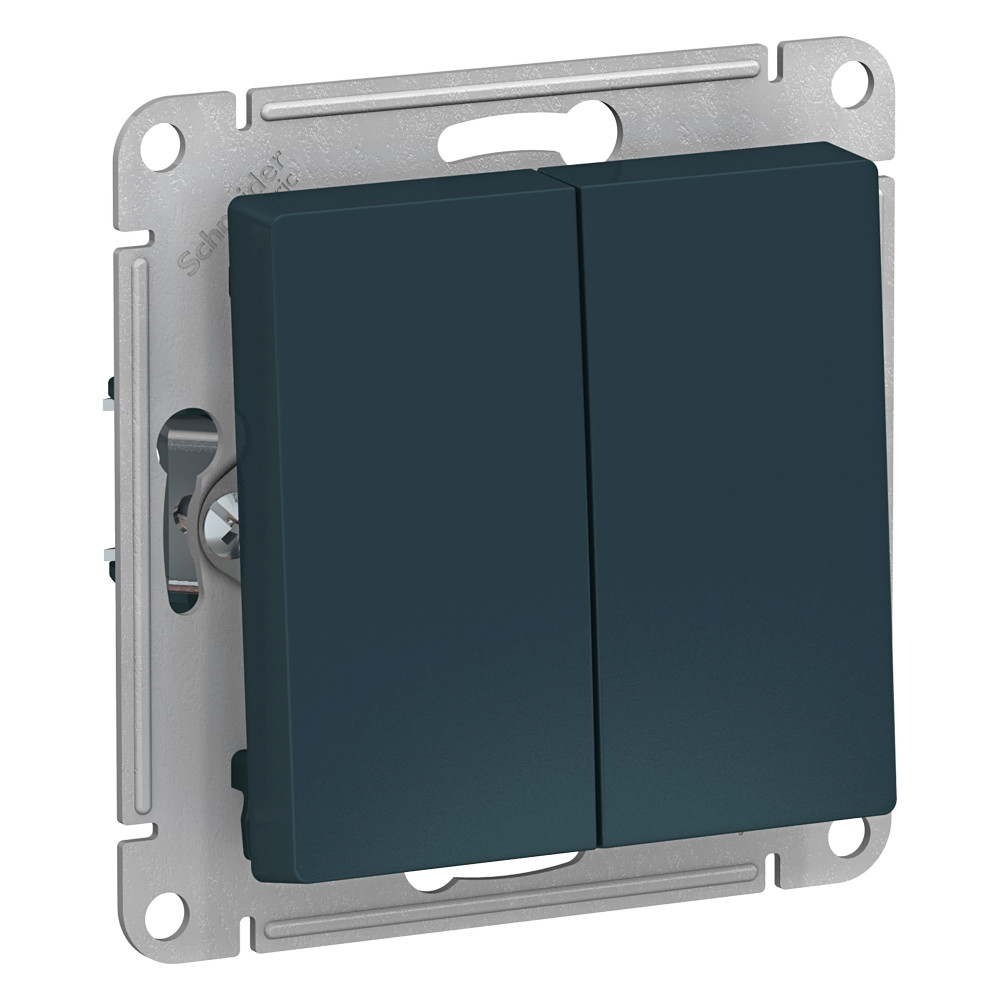

Переключатель двухклавишный Systeme Electric ATN000865 AtlasDesign сх.6/2, 10АХ, механизм, Изумруд, ATN000865