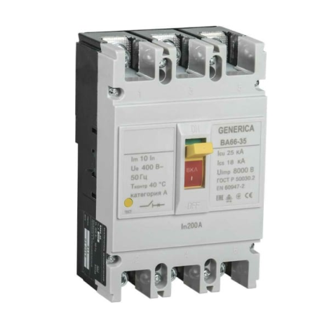 Изображение товара Автоматический выключатель GENERICA SAV30-3-0200-G для защиты цепей
