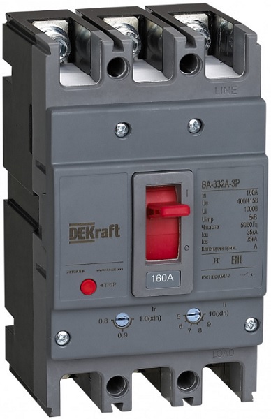 

Автоматический выключатель в литом корпусе DEKraft 28103DEK 3P 50A 35кА ВА-332А, 28103DEK