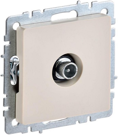 

Розетка телевизионная проходная IEK BR-A10-P-K10 BRITE РТВ10-0-БрКр Бежевый, BR-A10-P-K10