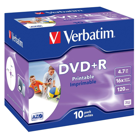 

Диск DVD+R Verbatim 43508 4.7ГБ, 16x, 10 шт., Jewel Case, Printable, 43508