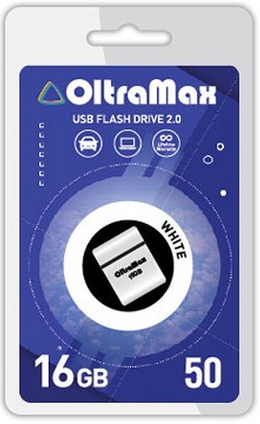 

Накопитель USB 2.0 16GB OltraMax OM016GB-mini-50-W 50, белый, OM016GB-mini-50-W