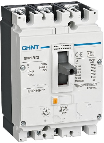 

Автоматический выключатель в литом корпусе CHINT 271172 NM8N-250S TM 3P 160А 50кА с рег. термомаг. расцепителем (R), 271172