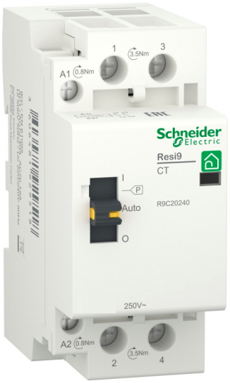

Контактор модульный Schneider Electric RESI9 R9C20240 1P+N 63А 2НО 230/250В АС 50Гц, RESI9