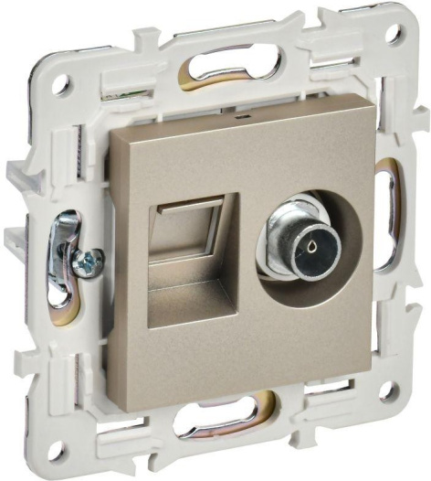 Изображение товара Мультимедийная комбинированная розетка SKANDY IEK TV+RJ45 встраиваемая матовая