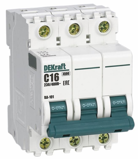 Изображение товара Автоматический выключатель DEKraft 11223DEK для защиты линии 3 полюса 8 А IP20