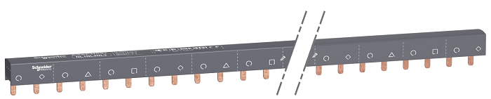 

Шинка Schneider Electric A9XPH557 гребенчатая 4P (NL1NL2…NL3) 57 мод.18мм 100А разрезаемая, A9XPH557