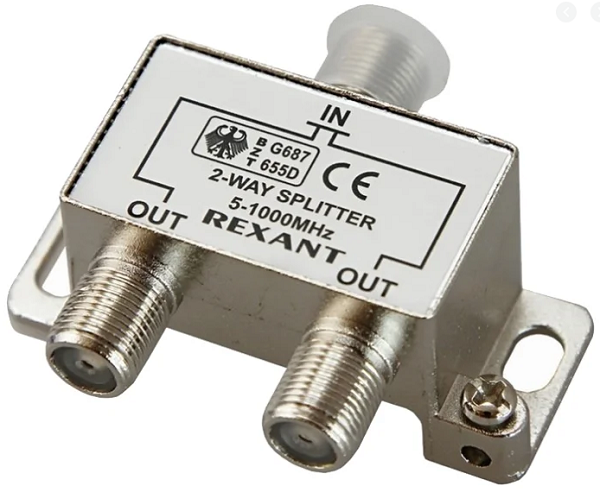 

Разветвитель антенный Rexant 06-0040-B F-типа на 2 TV, 5-1000 МГц, 06-0040-B