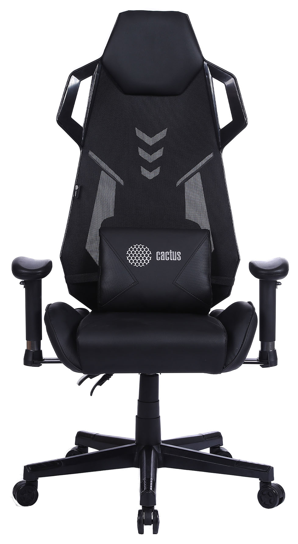 Кресло Cactus CS-CHR-090BL игровое , черный эко.кожа пластик