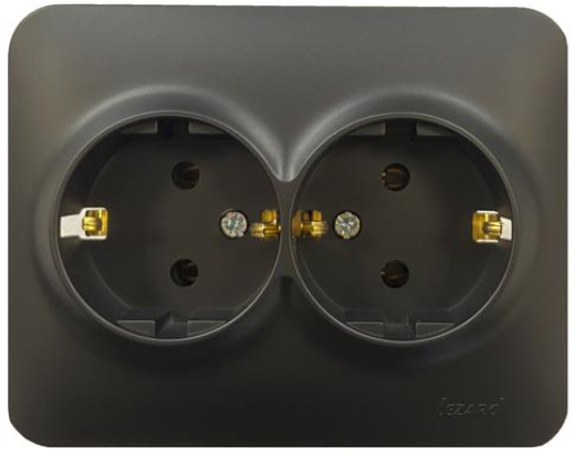 Изображение товара Розетка Lezard 708-4200-127B встраиваемая 2 шт с заземлением и матовым покрытием