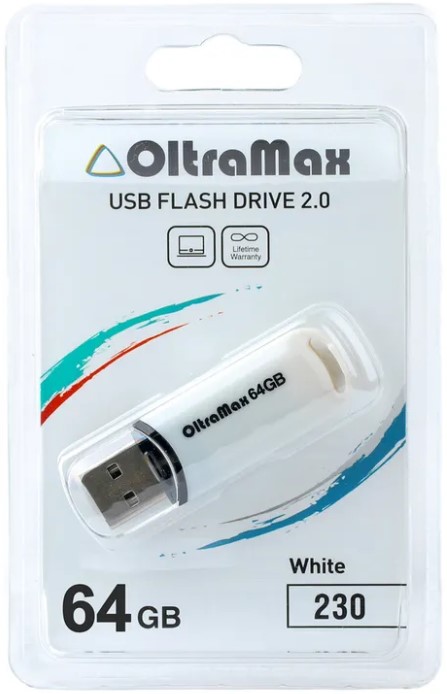 

Накопитель USB 2.0 64GB OltraMax OM-64GB-230-White 230 белый, OM-64GB-230-White