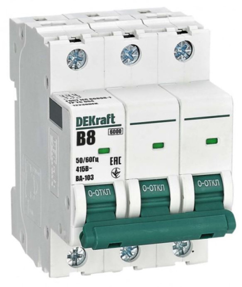 Изображение товара Автоматический выключатель DEKraft 12238DEK ВА-103 NEW 8А 415В IP20