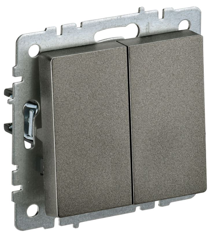 

Переключатель двухклавишный IEK BR-V22-0-10-K45 BRITE 10А ВС10-2-6-БрТБ Бронза, BR-V22-0-10-K45