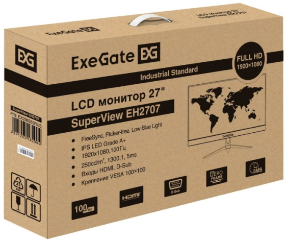 фото Монитор 27 " Exegate SuperView EH2707, Черный, [EX298355RUS] в Краснодаре