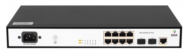 

Коммутатор PoE SNR SNR-S2985G-8T-POE Управляемый уровня 2, 8 портов 10/100/1000Base-T с поддержкой POE, 2 порта 100/1000BASE-X (SFP), SNR-S2985G-8T-POE