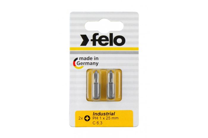 

Бита Felo 02201036 крестовая PH 1X25, серия Industrial, 2 шт в блистере, 02201036