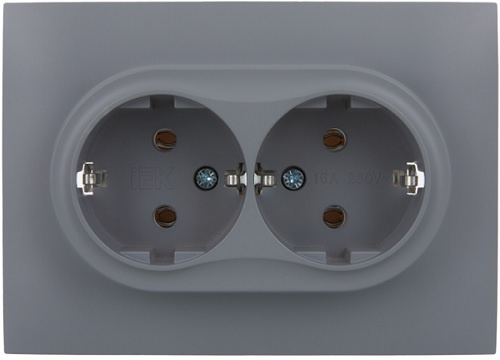 фото Розетка двухместная с заземлением в сборе IEK SK-R21-16-K03-F в Казани