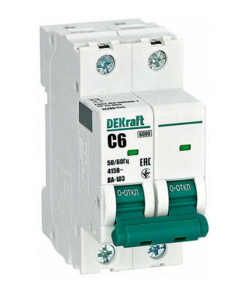 Изображение товара Автоматический выключатель DEKraft 12285DEK для защиты цепей 6 А IP20