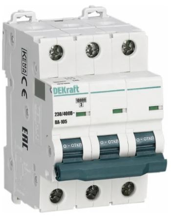 Изображение товара Автоматический выключатель DEKraft 13221DEK для защиты электросетей 3 полюса