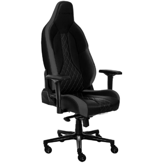 

Кресло KARNOX COMMANDER KX800808-CR черное, экокожа, поясничная поддержка, нейлоновая крестовина, до 180кг, механизм качания, COMMANDER