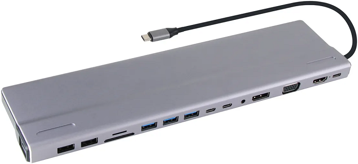 

Концентратор VCOM CU4703 USB TypeC-3*USB 3.0, 2*USB 2.0, VGA, RJ45, SD, TF, audio, HDMI, DP, 2*USB 3.1 Data, PD, CU4703