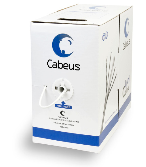 фото Кабель витая пара U/UTP 5e кат. 4 пары Cabeus UTP-4P-Cat.5e-SOLID-WH в Челябинске